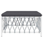 Garden Footstool with Cushion White Woven Fabric