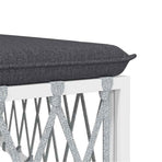 Garden Footstool with Cushion White Woven Fabric