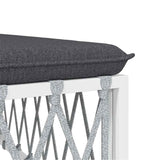 Garden Footstool with Cushion White Woven Fabric - 45-Degree Angle