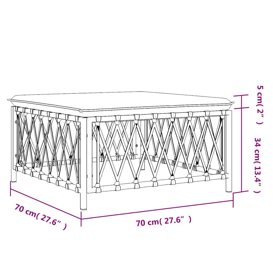 Garden Footstool with Cushion White Woven Fabric