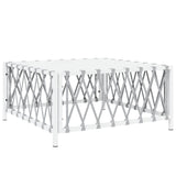 Garden Table White 70x70x34 cm Woven Fabric