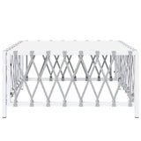 Garden Table White 70x70x34 cm Woven Fabric - Side View