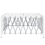 Garden Table White 70x70x34 cm Woven Fabric