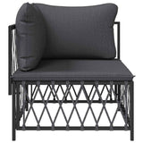 Garden Corner Sofa with Cushions Anthracite Woven Fabric - Side View