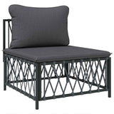 Garden Middle Sofa with Cushions Anthracite Woven Fabric - Front View
