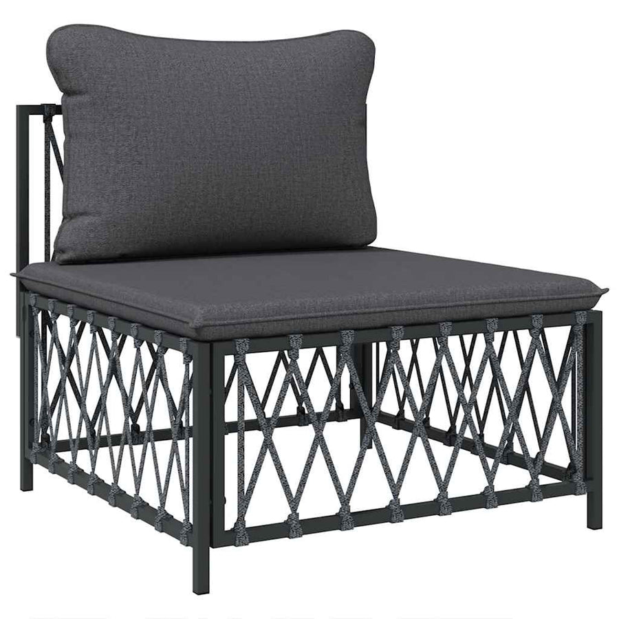 Garden Middle Sofa with Cushions Anthracite Woven Fabric