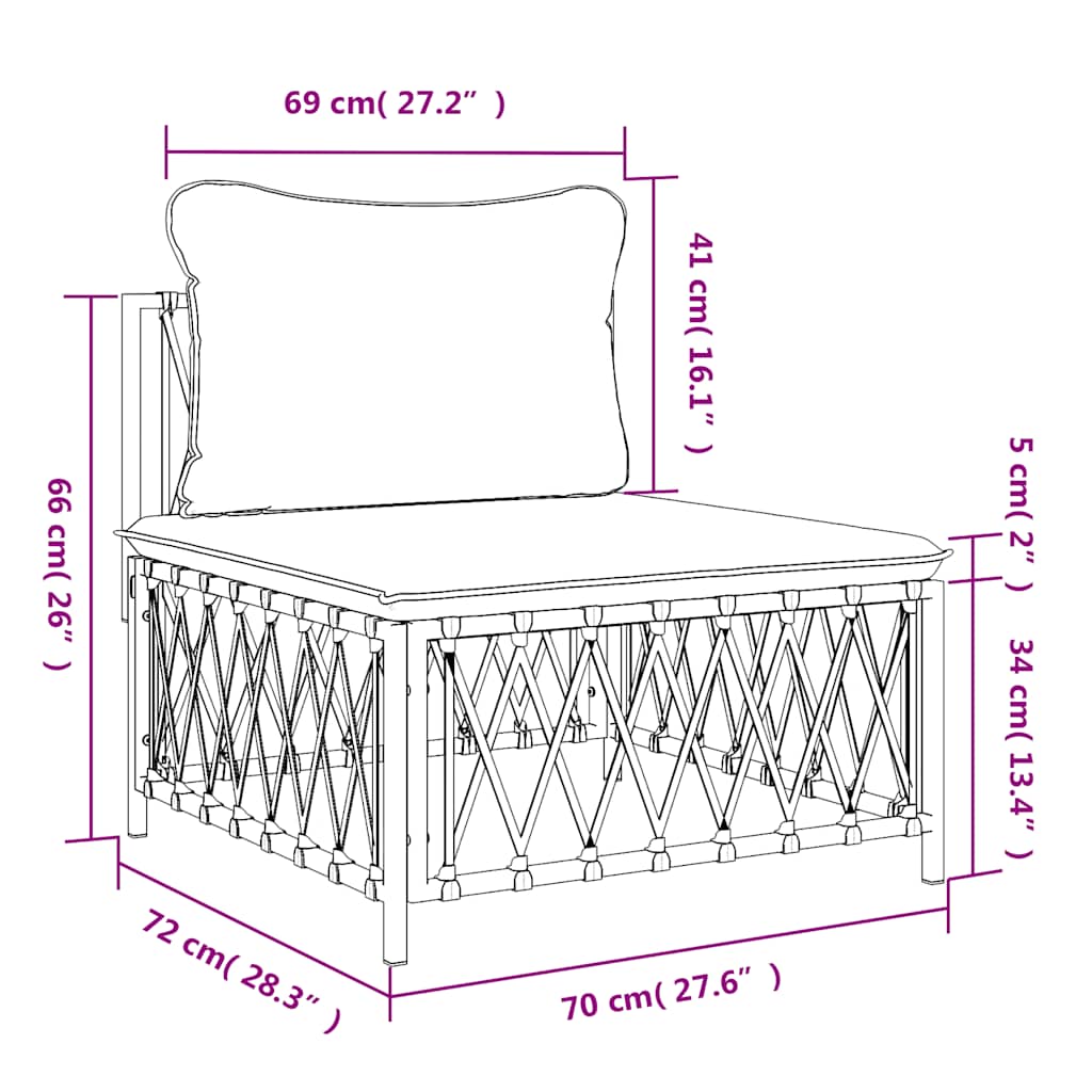 Garden Middle Sofa with Cushions Anthracite Woven Fabric
