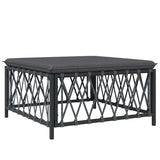 Garden Footstool with Cushion Anthracite Woven Fabric - Front View