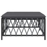 Garden Footstool with Cushion Anthracite Woven Fabric