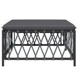 Garden Footstool with Cushion Anthracite Woven Fabric - Top-Down View