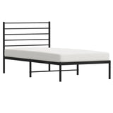 Metal Bed Frame without Mattress with Headboard Black 90x190 cm