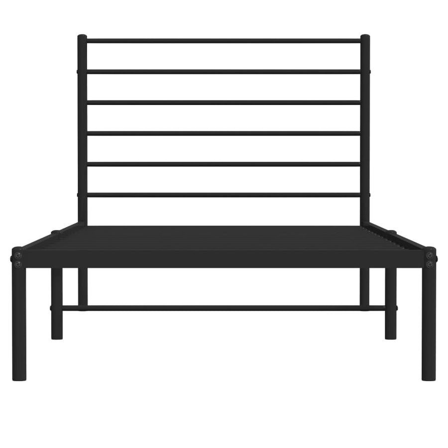 Metal Bed Frame without Mattress with Headboard Black 90x190 cm
