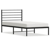 Metal Bed Frame without Mattress with Headboard Black 107x203 cm King Single - Front View