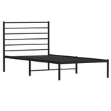 Metal Bed Frame without Mattress with Headboard Black 107x203 cm King Single