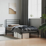 Metal Bed Frame without Mattress with Headboard Black 107x203 cm King Single - Top-Down View