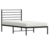 Metal Bed Frame without Mattress with Headboard Black 107x203 cm King Single - 45-Degree Angle