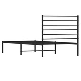 Metal Bed Frame without Mattress with Headboard Black 107x203 cm King Single - Low Angle