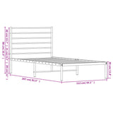 Metal Bed Frame without Mattress with Headboard Black 107x203 cm King Single - Extra Image