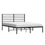 Metal Bed Frame without Mattress with Headboard Black 135x190 cm - 45-Degree Angle