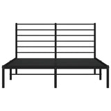 Metal Bed Frame without Mattress with Headboard Black 135x190 cm