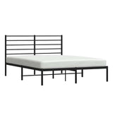 Metal Bed Frame without Mattress with Headboard Black 150x200 cm - 45-Degree Angle