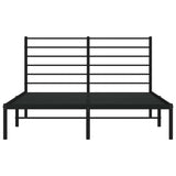 Metal Bed Frame without Mattress with Headboard Black 150x200 cm - Rear View