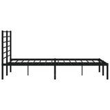 Metal Bed Frame without Mattress with Headboard Black 150x200 cm - Close-Up Angle