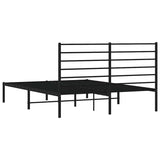 Metal Bed Frame without Mattress with Headboard Black 150x200 cm - Low Angle