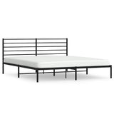 Metal Bed Frame without Mattress with Headboard Black 183x203 cm King - Front View
