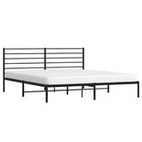Metal Bed Frame without Mattress with Headboard Black 183x203 cm King