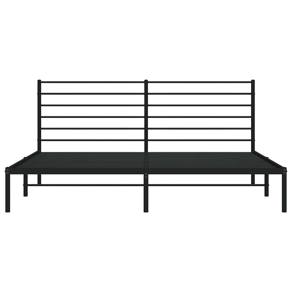 Metal Bed Frame without Mattress with Headboard Black 183x203 cm King