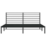 Metal Bed Frame without Mattress with Headboard Black 183x203 cm King - Rear View