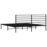 Metal Bed Frame without Mattress with Headboard Black 183x203 cm King - Low Angle