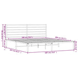 Metal Bed Frame without Mattress with Headboard Black 183x203 cm King