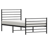 Metal Bed Frame without Mattress with Footboard Black 90x190 cm