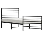 Metal Bed Frame without Mattress with Footboard Black 90x190 cm