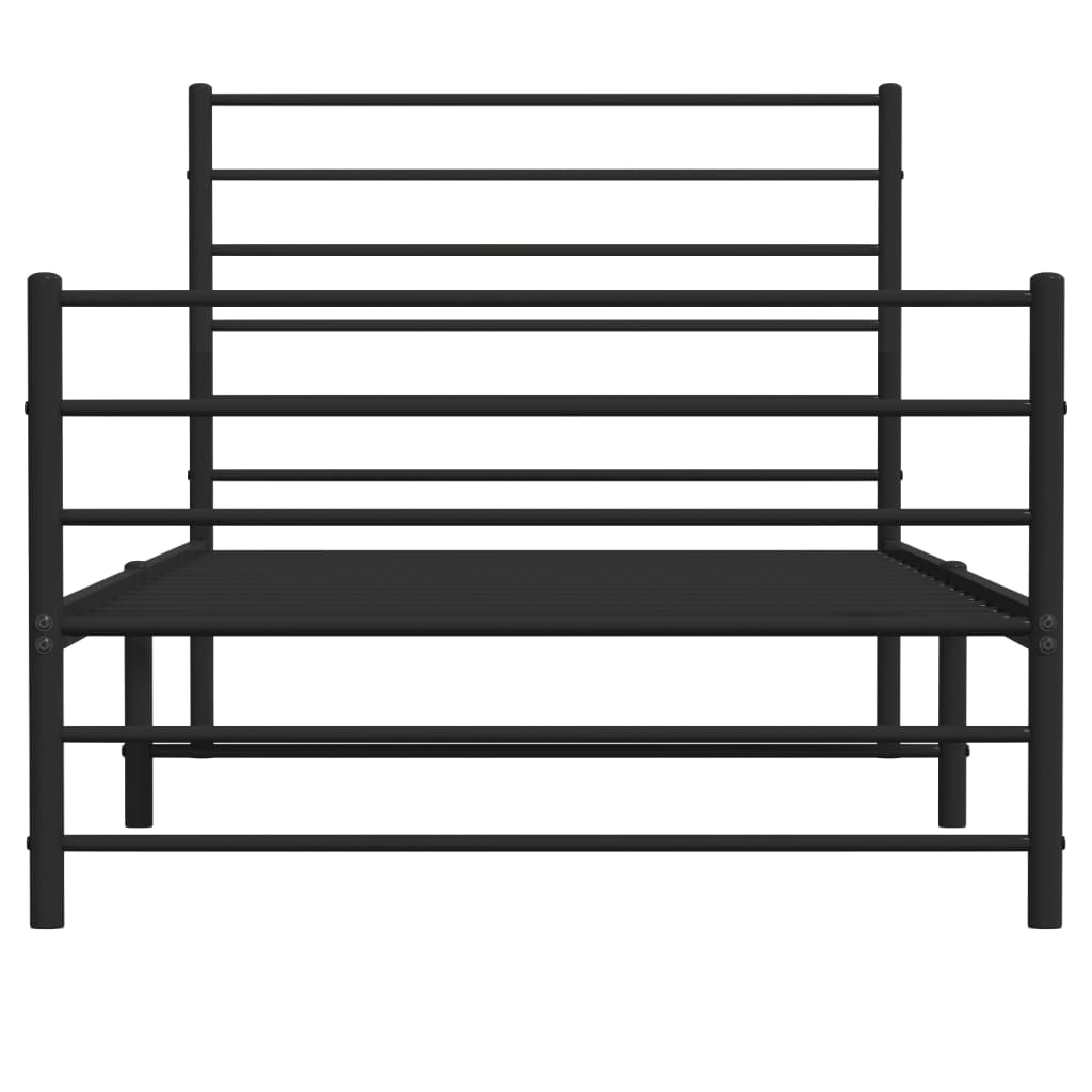 Metal Bed Frame without Mattress with Footboard Black 90x190 cm