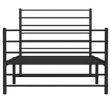 Metal Bed Frame without Mattress with Footboard Black 90x190 cm