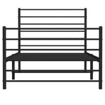 Metal Bed Frame without Mattress with Footboard Black 90x190 cm