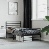 Metal Bed Frame without Mattress with Footboard Black 107x203 cm King Single - Front View
