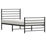 Metal Bed Frame without Mattress with Footboard Black 107x203 cm King Single