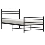 Metal Bed Frame without Mattress with Footboard Black 107x203 cm King Single