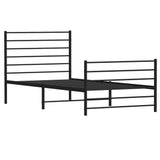 Metal Bed Frame without Mattress with Footboard Black 107x203 cm King Single - 45-Degree Angle