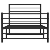 Metal Bed Frame without Mattress with Footboard Black 107x203 cm King Single