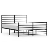 Metal Bed Frame without Mattress with Footboard Black 135x190 cm - Front View