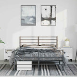 Metal Bed Frame without Mattress with Footboard Black 135x190 cm - Side View