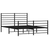 Metal Bed Frame without Mattress with Footboard Black 135x190 cm