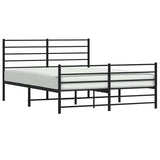 Metal Bed Frame without Mattress with Footboard Black 135x190 cm - 45-Degree Angle