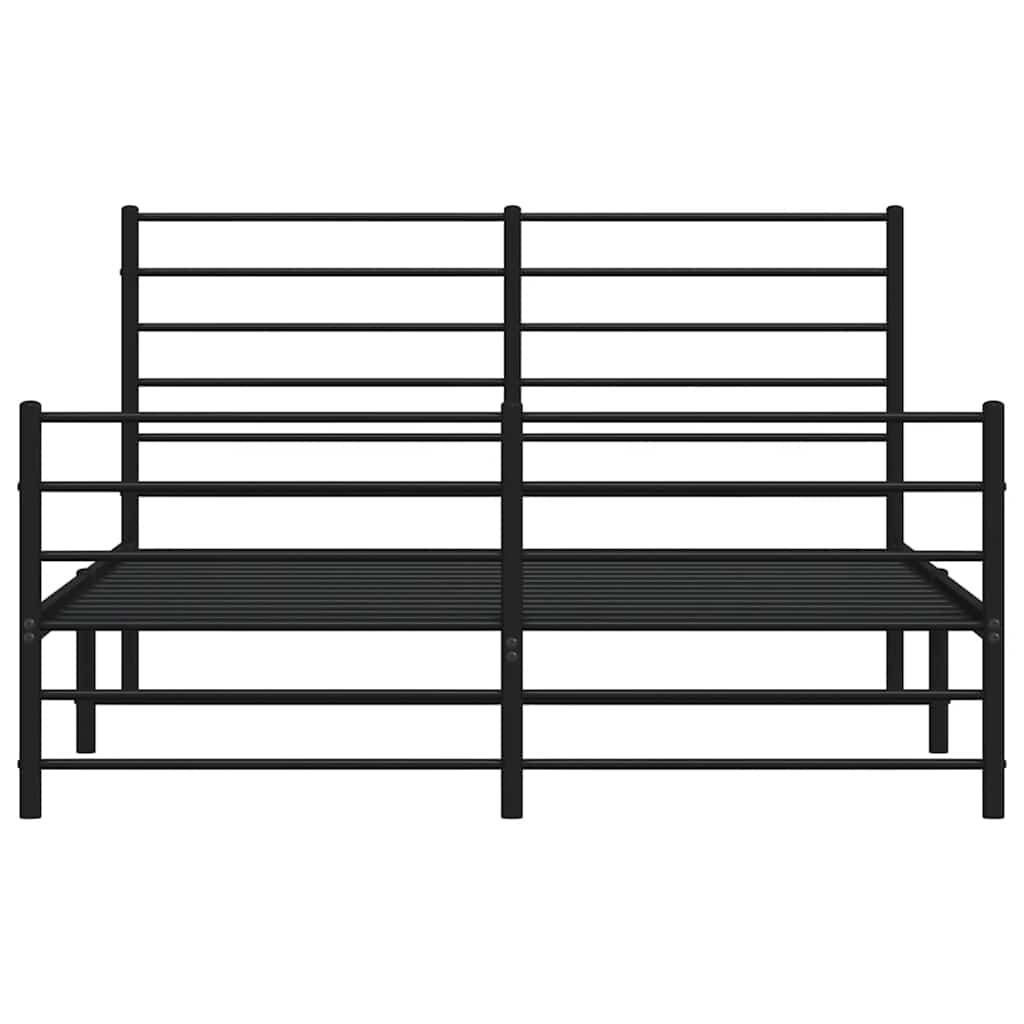 Metal Bed Frame without Mattress with Footboard Black 135x190 cm