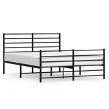 Metal Bed Frame without Mattress with Footboard Black 150x200 cm